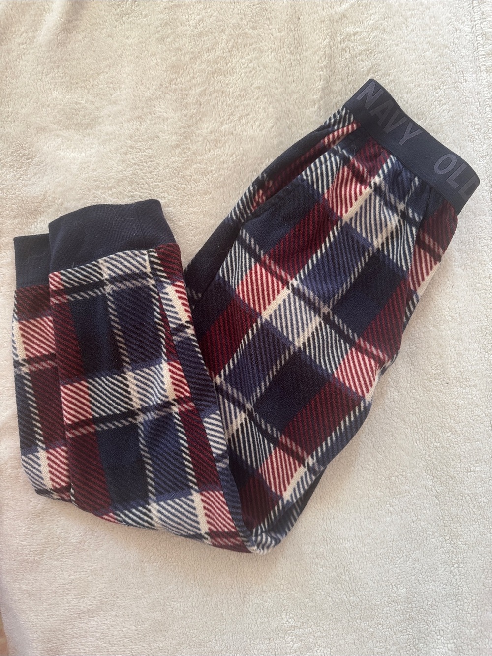 Old Navy Navy, Burgundy, Cream Plaid Fleece Pj Pants